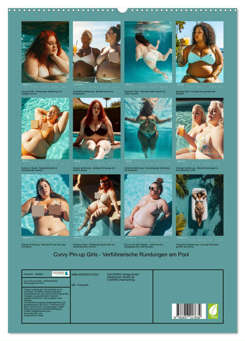 Curvy Pin-up Girls - Verführerische Rundungen am Pool (CALVENDO Premium Wandkalender 2025)