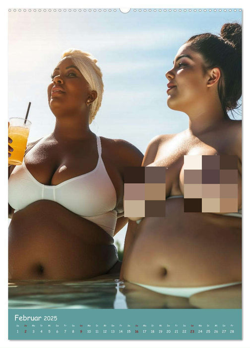 Curvy Pin-up Girls - Verführerische Rundungen am Pool (CALVENDO Premium Wandkalender 2025)