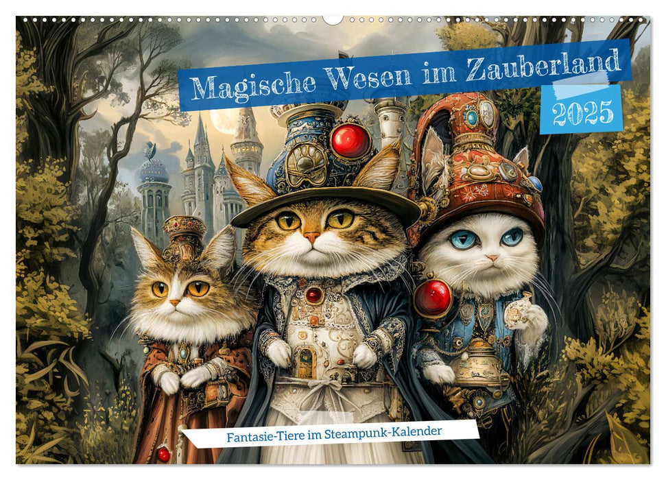 Magische Wesen im Zauberland - Fantasie-Tiere im Steampunk-Kalender (CALVENDO Wandkalender 2025)