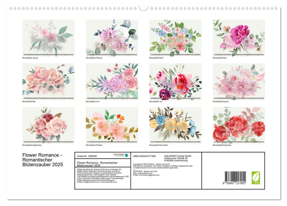 Flower Romance - Romantischer Blütenzauber (CALVENDO Premium Wandkalender 2025)