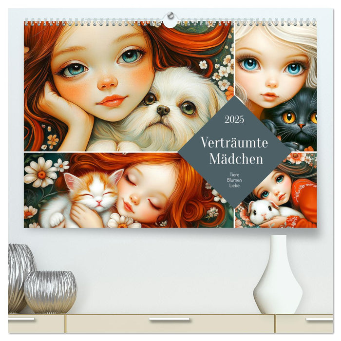 Verträumte Mädchen. Tiere, Blumen, Liebe. (CALVENDO Premium Wandkalender 2025)