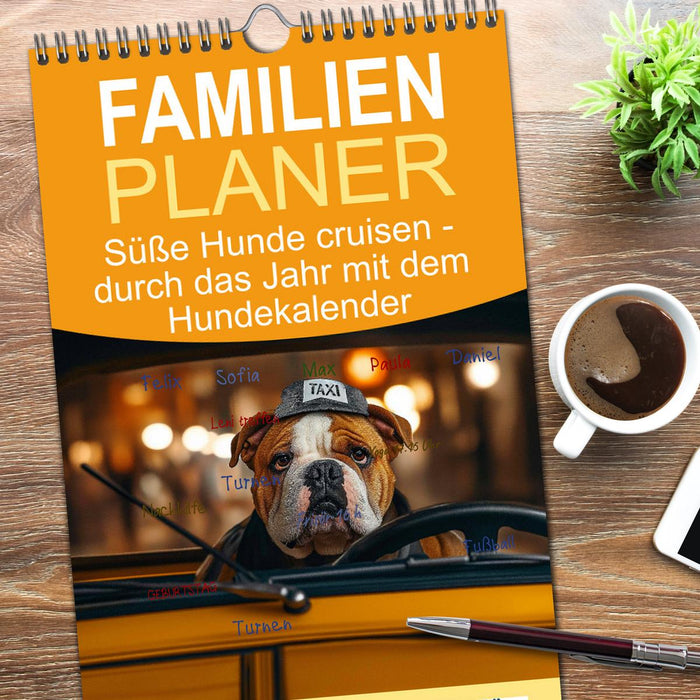 Süße Hunde cruisen - durch das Jahr mit dem Hundekalender (CALVENDO Familienplaner 2025)