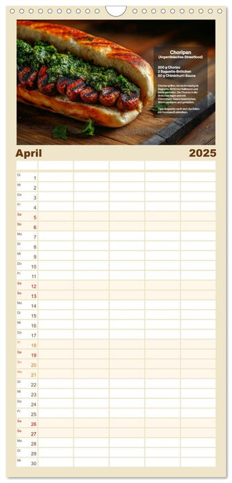 Streetfood Kalender - Einfache Rezepte aus den Straßenküchen der Welt (CALVENDO Familienplaner 2025)