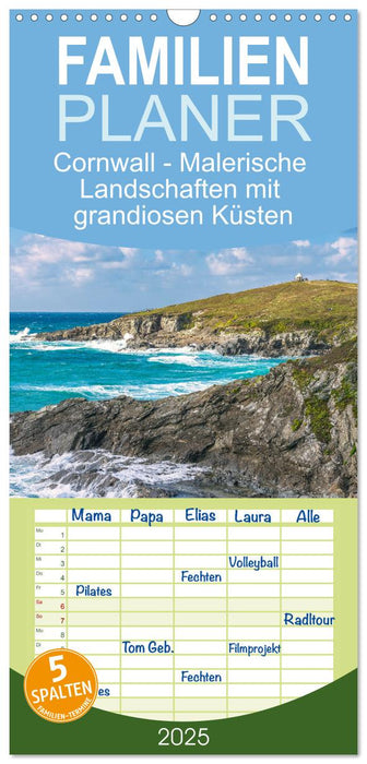 Cornwall - Malerische Landschaften mit grandiosen Küsten (CALVENDO Familienplaner 2025)