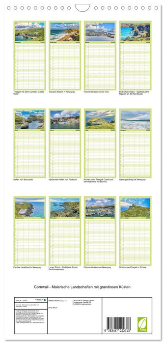 Cornwall - Malerische Landschaften mit grandiosen Küsten (CALVENDO Familienplaner 2025)