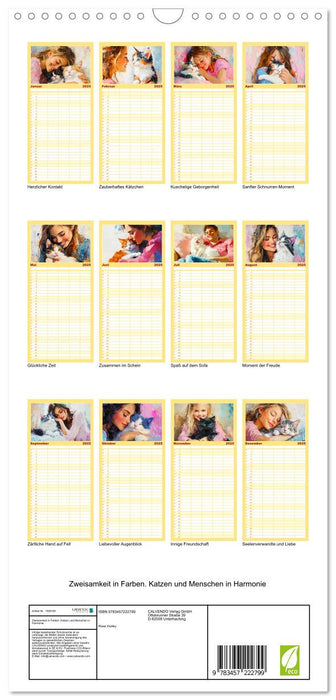 Zweisamkeit in Farben. Katzen und Menschen in Harmonie (CALVENDO Familienplaner 2025)