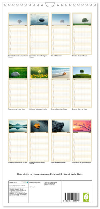 Minimalistische Naturmomente – Ruhe und Schönheit in der Natur (CALVENDO Familienplaner 2025)