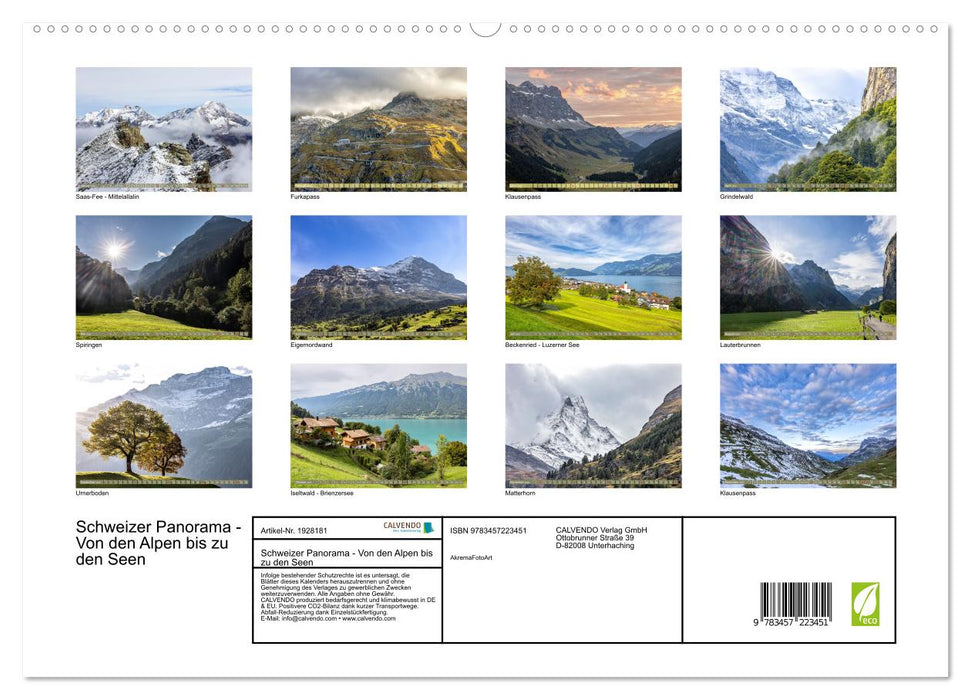 Schweizer Panorama - Von den Alpen bis zu den Seen (CALVENDO Premium Wandkalender 2025)