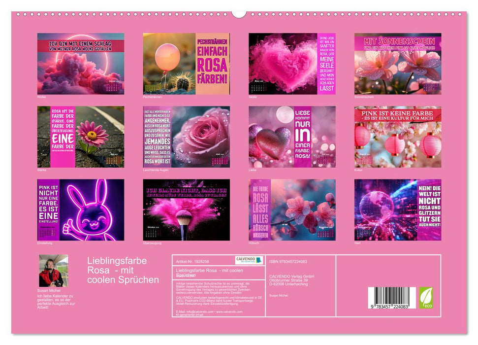 Lieblingsfarbe Rosa - mit coolen Sprüchen (CALVENDO Premium Wandkalender 2025)