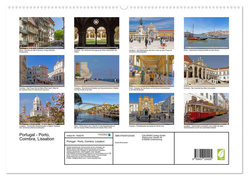 Portugal - Porto, Coimbra, Lissabon (CALVENDO Premium Wandkalender 2025)