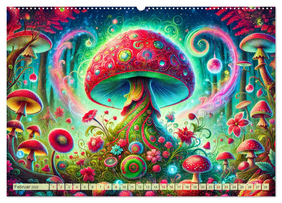 Psychedelische Pilze - Die bunte Welt der magischen Pilze (CALVENDO Premium Wandkalender 2025)