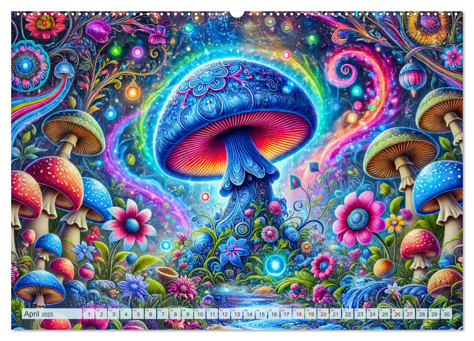 Psychedelische Pilze - Die bunte Welt der magischen Pilze (CALVENDO Premium Wandkalender 2025)