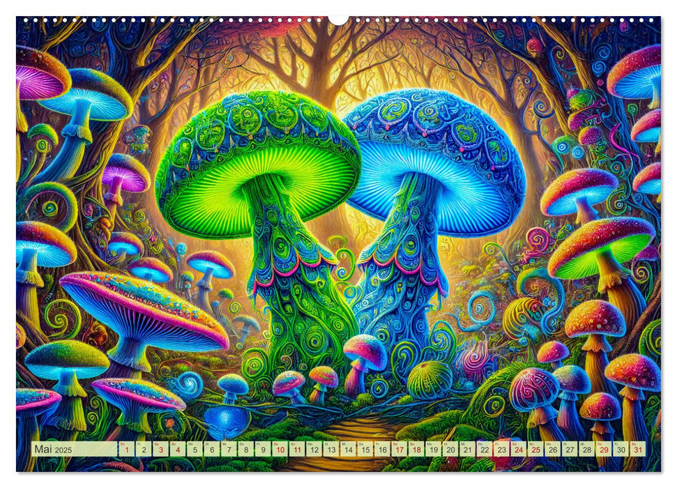 Psychedelische Pilze - Die bunte Welt der magischen Pilze (CALVENDO Premium Wandkalender 2025)