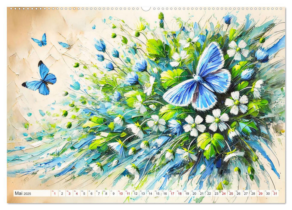 Schmetterlinge und ihre Blumenfreunde in lebhaften Farben (CALVENDO Premium Wandkalender 2025)