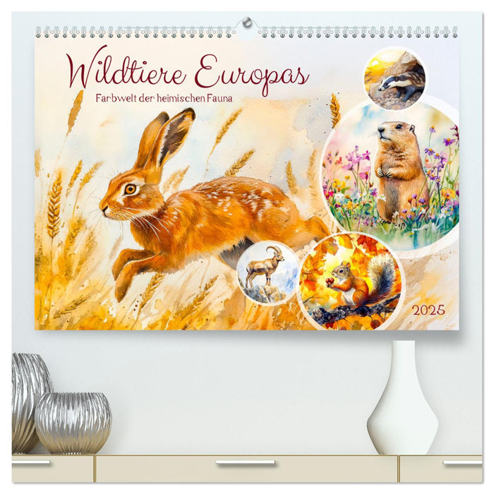 Wildtiere Europas - Farbwelt der heimischen Fauna (CALVENDO Premium Wandkalender 2025)