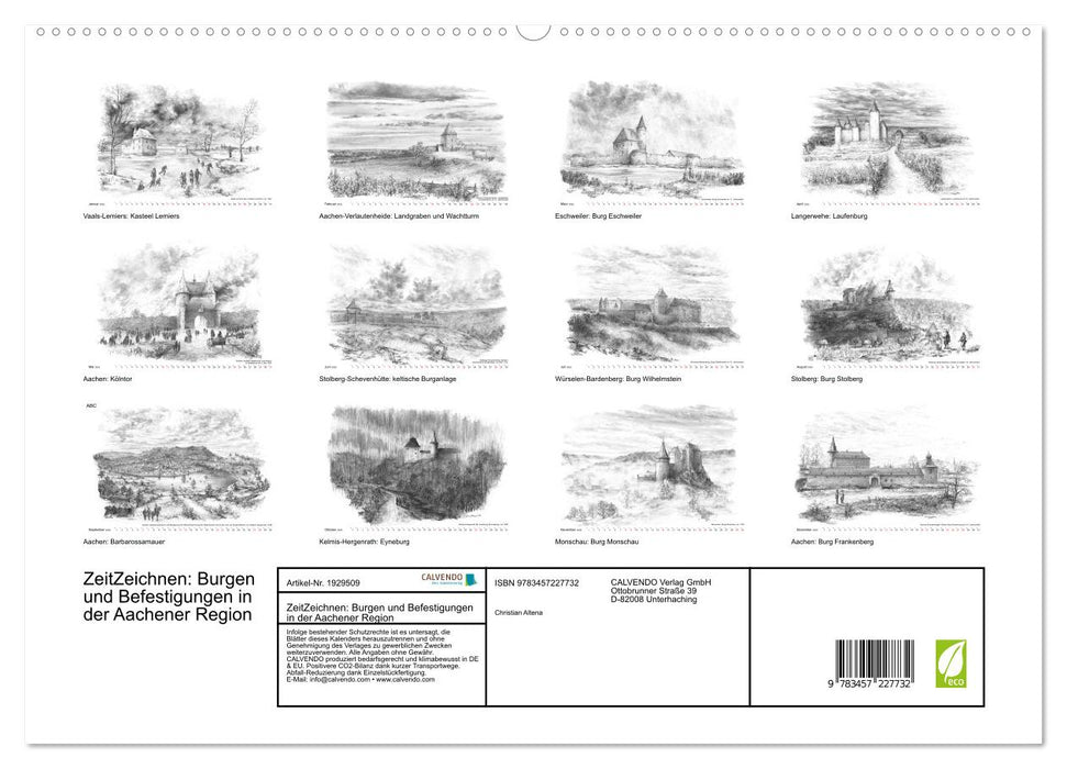 ZeitZeichnen: Burgen und Befestigungen in der Aachener Region (CALVENDO Premium Wandkalender 2025)