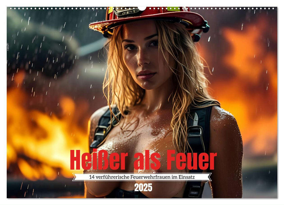 Heißer als Feuer: 14 verführerische Feuerwehrfrauen im Einsatz (CALVENDO Wandkalender 2025)