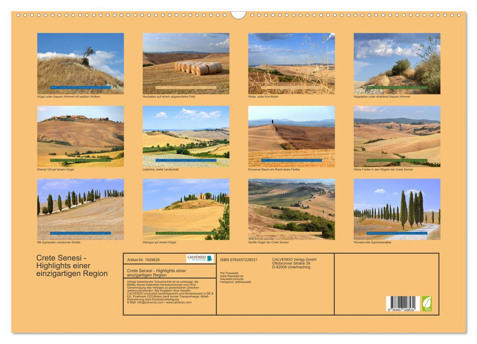 Crete Senesi - Highlights einer einzigartigen Region (CALVENDO Wandkalender 2025)