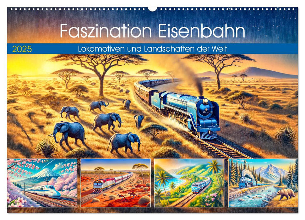 Faszination Eisenbahn - Lokomotiven und Landschaften der Welt (CALVENDO Wandkalender 2025)