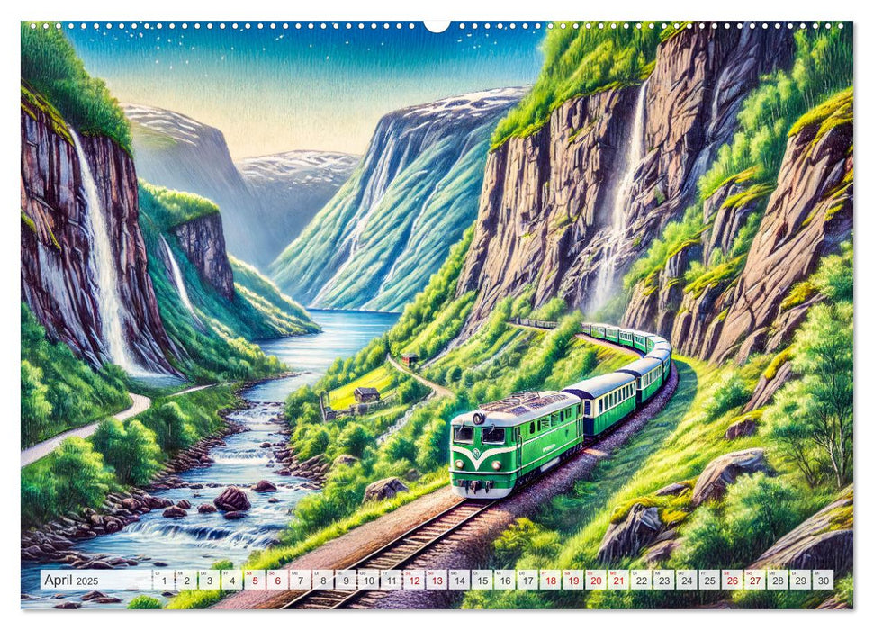 Faszination Eisenbahn - Lokomotiven und Landschaften der Welt (CALVENDO Premium Wandkalender 2025)