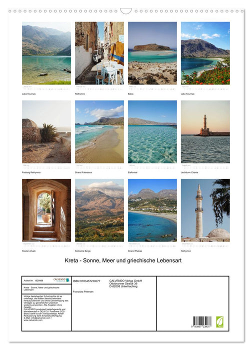 Kreta - Sonne, Meer und griechische Lebensart (CALVENDO Wandkalender 2025)