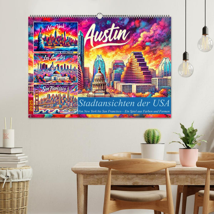 Stadtansichten der USA in Tusche (CALVENDO Wandkalender 2025)