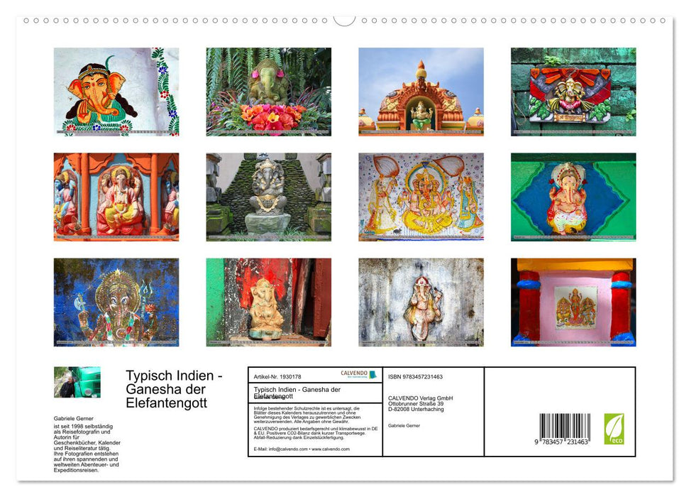 Typisch Indien - Ganesha der Elefantengott (CALVENDO Premium Wandkalender 2025)