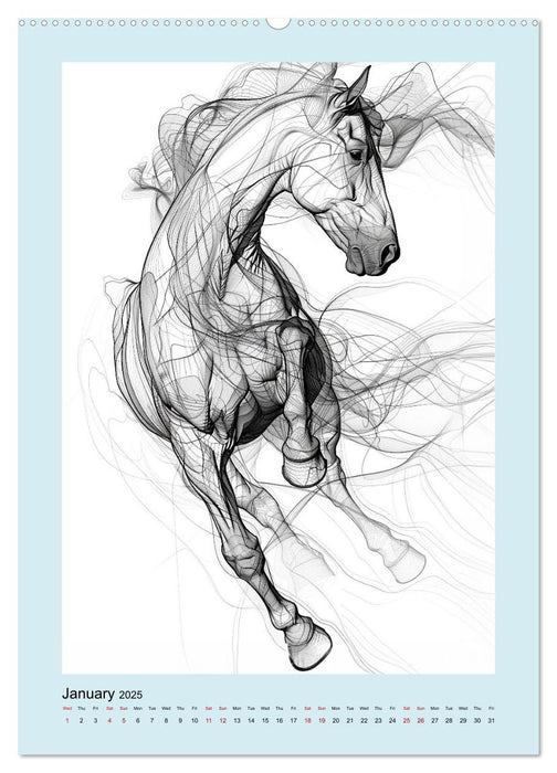 Sketchy Power Horses (CALVENDO Monthly Calendar 2025)