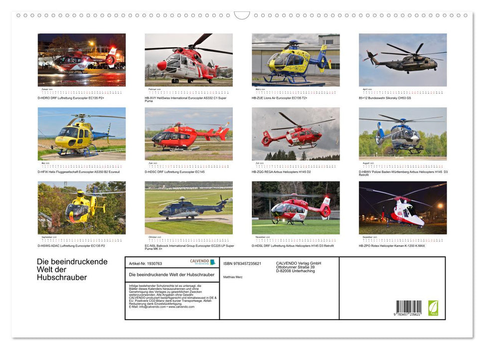 Die beeindruckende Welt der Hubschrauber (CALVENDO Wandkalender 2025)