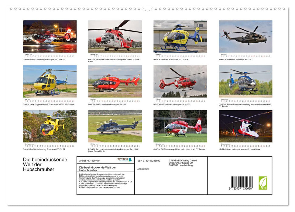 Die beeindruckende Welt der Hubschrauber (CALVENDO Premium Wandkalender 2025)