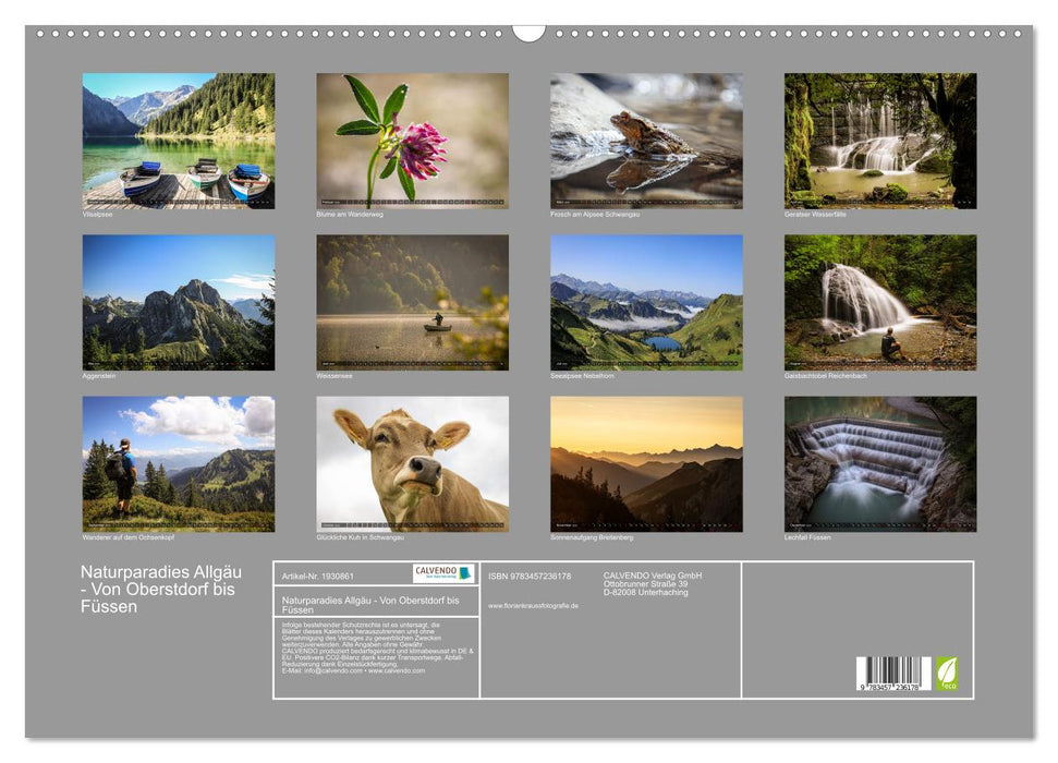 Naturparadies Allgäu - Von Oberstdorf bis Füssen (CALVENDO Wandkalender 2025)
