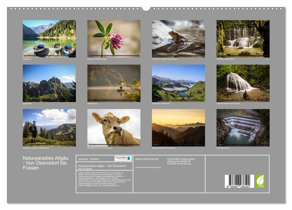 Naturparadies Allgäu - Von Oberstdorf bis Füssen (CALVENDO Premium Wandkalender 2025)
