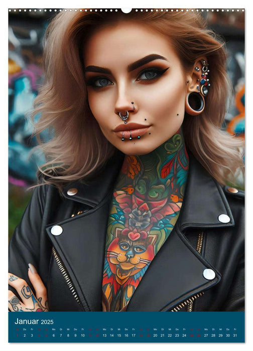 Tattoo und Piercing Women (CALVENDO Wandkalender 2025)