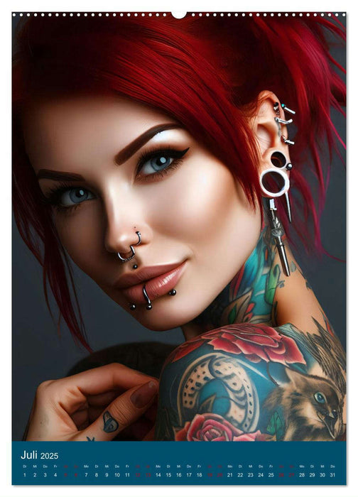 Tattoo und Piercing Women (CALVENDO Premium Wandkalender 2025)