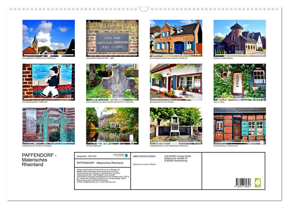 PAFFENDORF - Malerisches Rheinland (CALVENDO Wandkalender 2025)