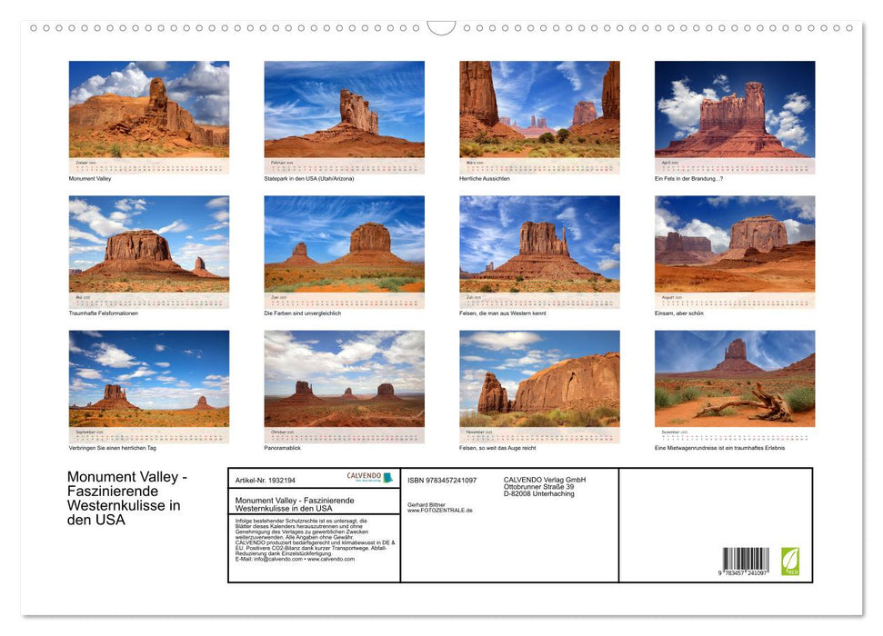 Monument Valley - Faszinierende Westernkulisse in den USA (CALVENDO Wandkalender 2025)