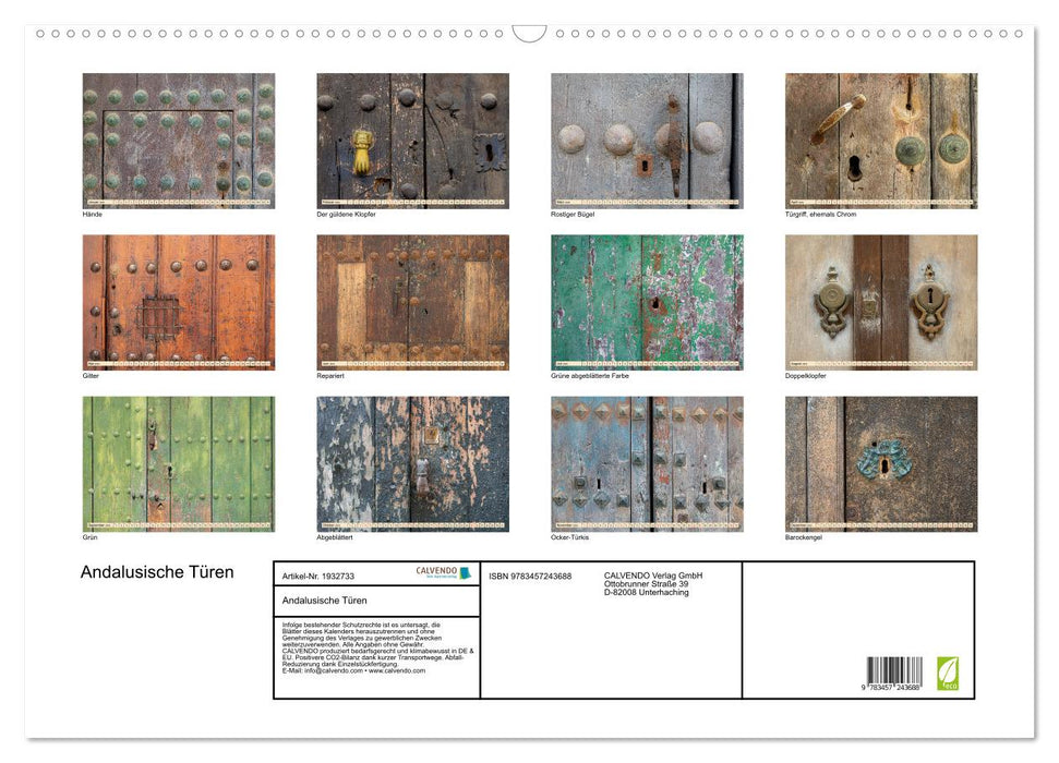 Andalusische Türen (CALVENDO Wandkalender 2025)