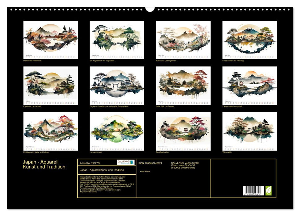 Japan - Aquarell Kunst und Tradition (CALVENDO Wandkalender 2025)