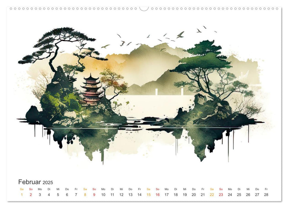 Japan - Aquarell Kunst und Tradition (CALVENDO Wandkalender 2025)