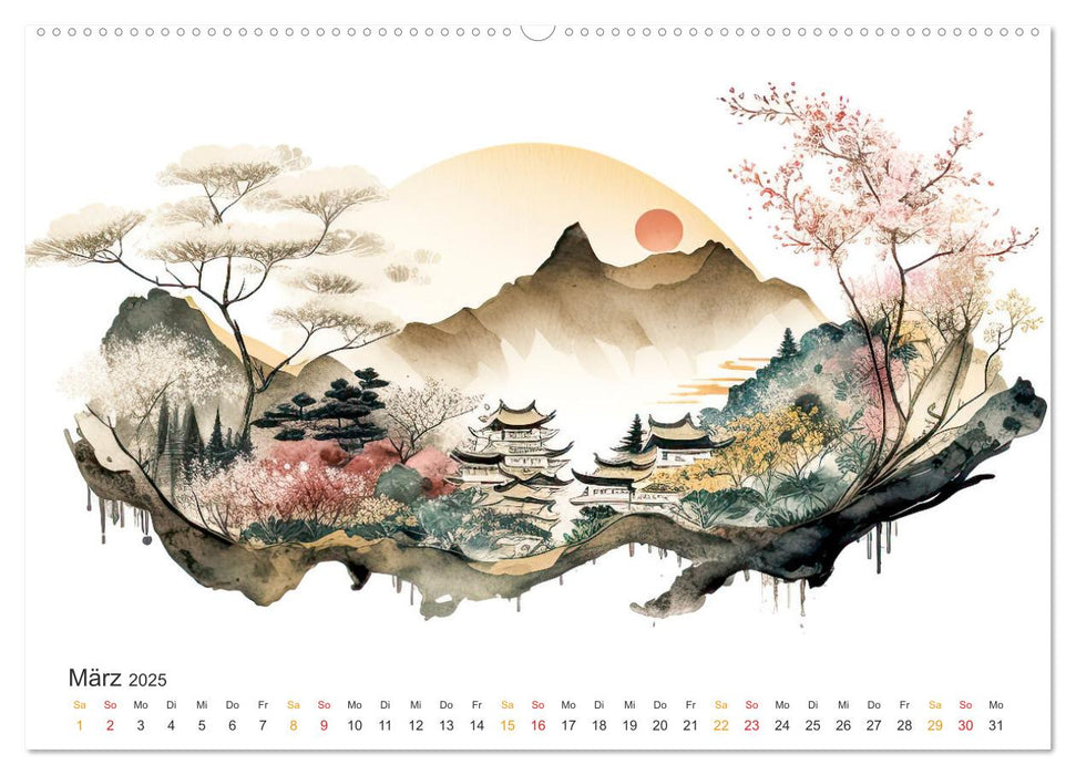 Japan - Aquarell Kunst und Tradition (CALVENDO Wandkalender 2025)