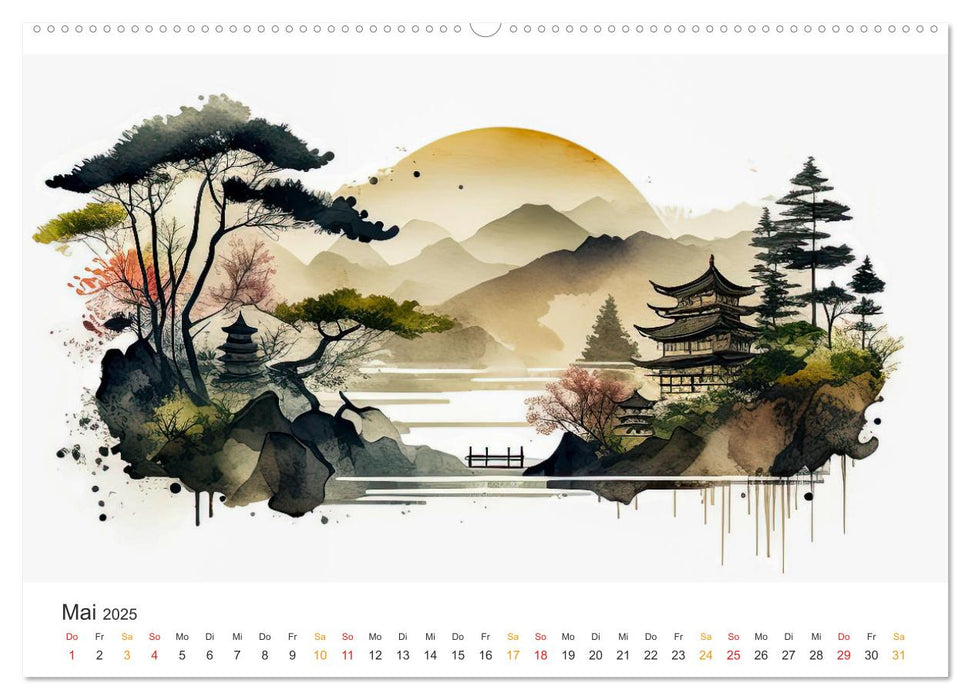 Japan - Aquarell Kunst und Tradition (CALVENDO Wandkalender 2025)