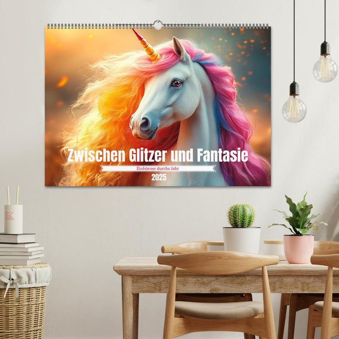 Zwischen Glitzer und Fantasie-Einhörner durchs Jahr (CALVENDO Wandkalender 2025)