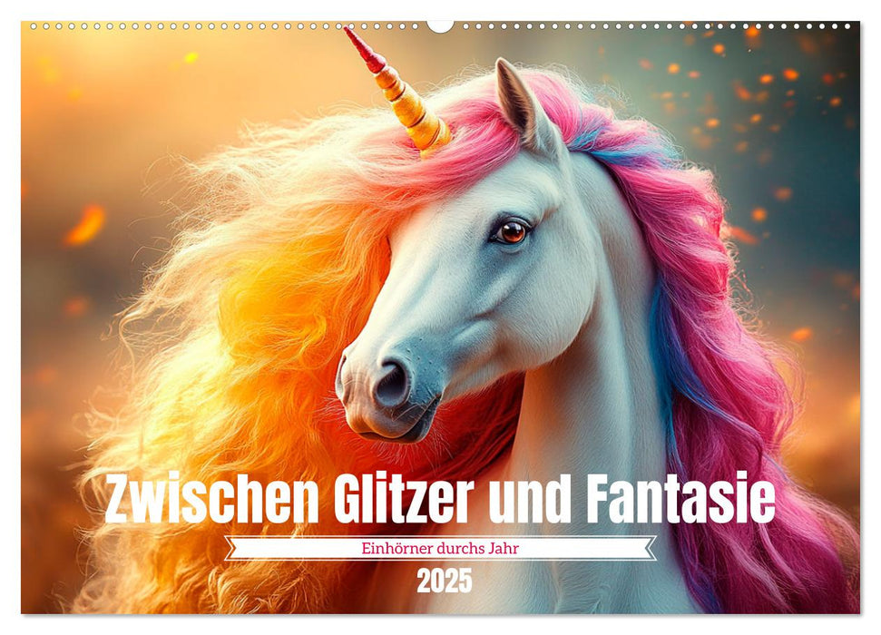 Zwischen Glitzer und Fantasie-Einhörner durchs Jahr (CALVENDO Wandkalender 2025)