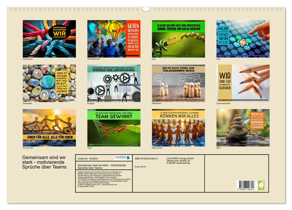 Gemeinsam sind wir stark - motivierende Sprüche über Teams (CALVENDO Wandkalender 2026)