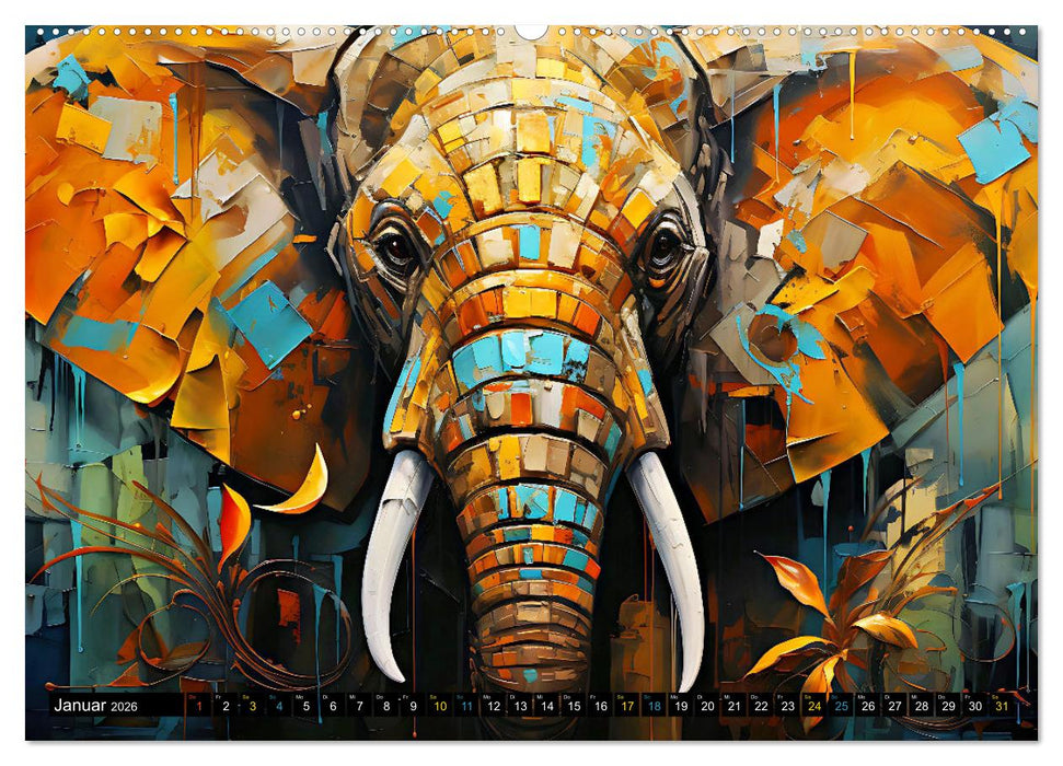 Elefanten - modern Art (CALVENDO Wandkalender 2026)