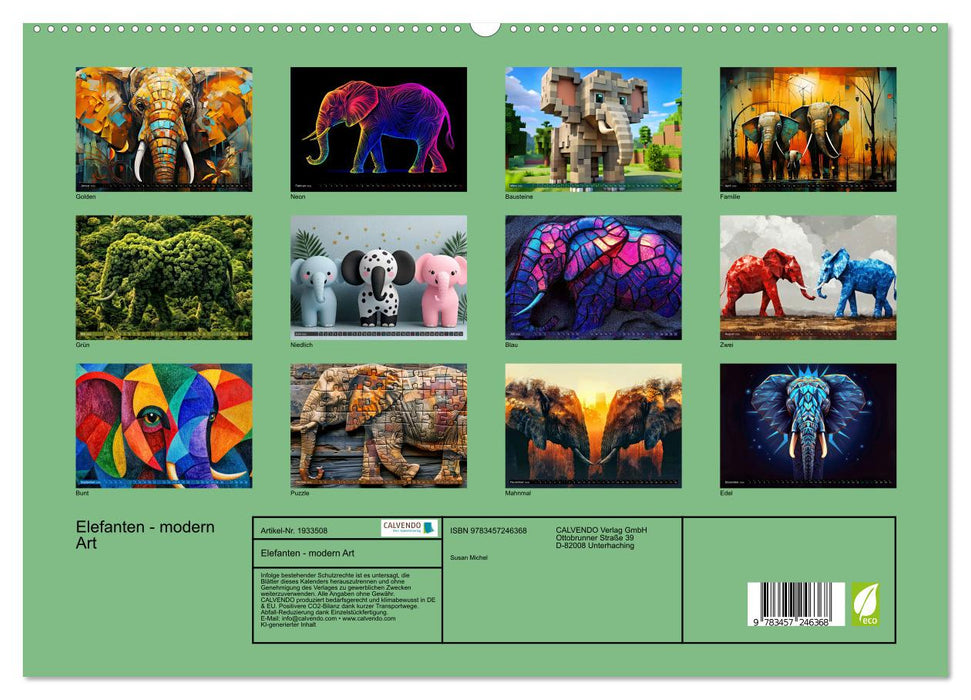 Elefanten - modern Art (CALVENDO Premium Wandkalender 2026)