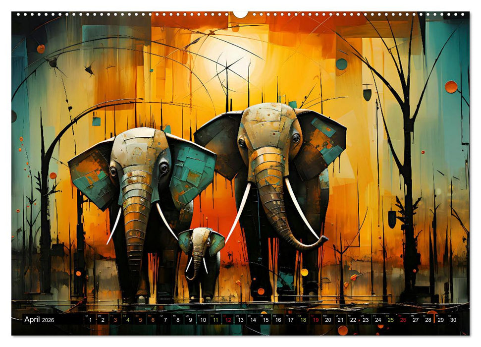 Elefanten - modern Art (CALVENDO Premium Wandkalender 2026)