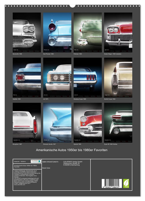 Amerikanische Autos 1950er bis 1980er Favoriten (CALVENDO Premium Wandkalender 2026)