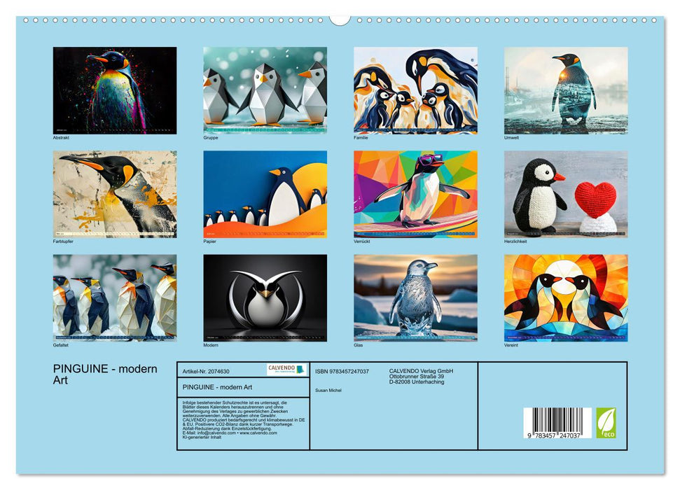 PINGUINE - modern Art (CALVENDO Premium Wandkalender 2026)