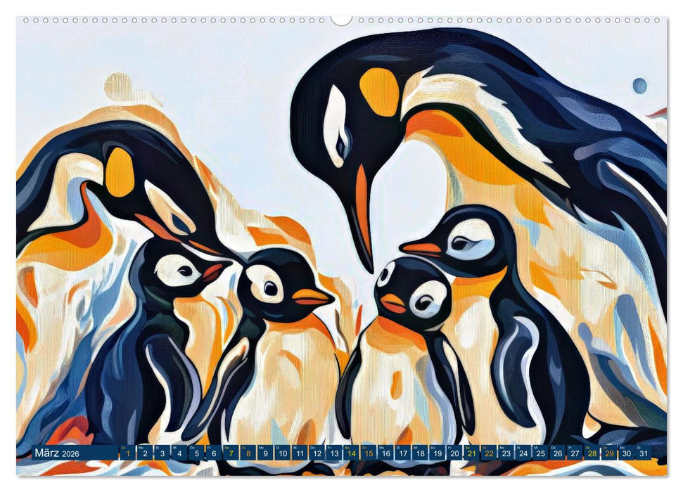 PINGUINE - modern Art (CALVENDO Premium Wandkalender 2026)